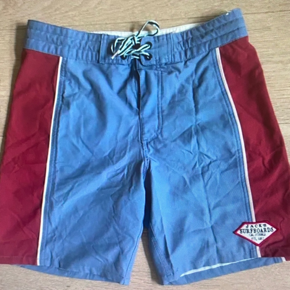 Jack's Surfboards Men's Light Blue & Red Swim Board Shorts